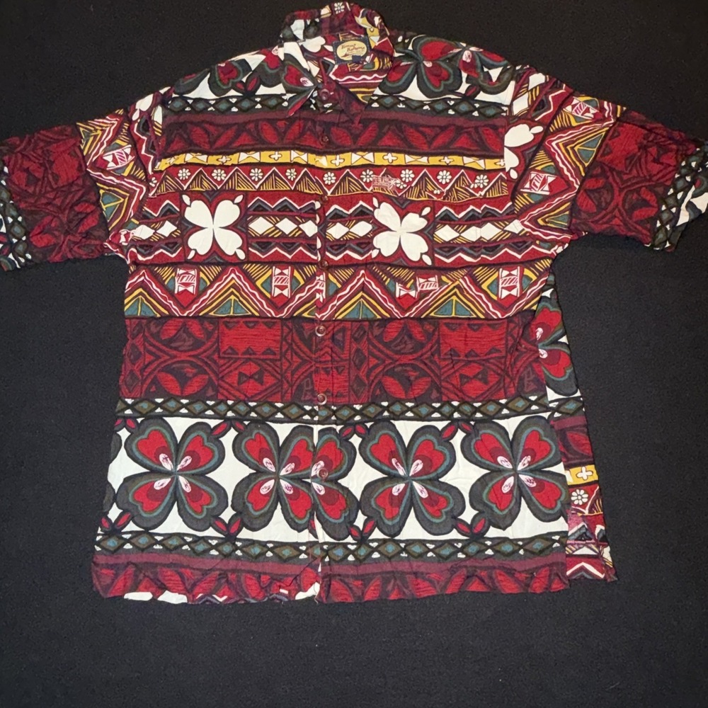Tommy Bahama Vintage Nassau Abstract Button Short Sleeve Mens Medium
